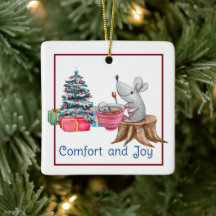 Comfort And Joy Mouse With Tea Ornament