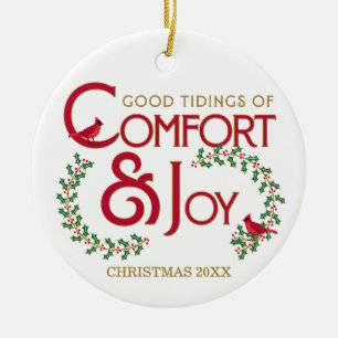 Comfort and Joy Red Cardinal Custom Ornament