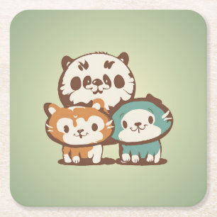 Comfort cats square paper coaster