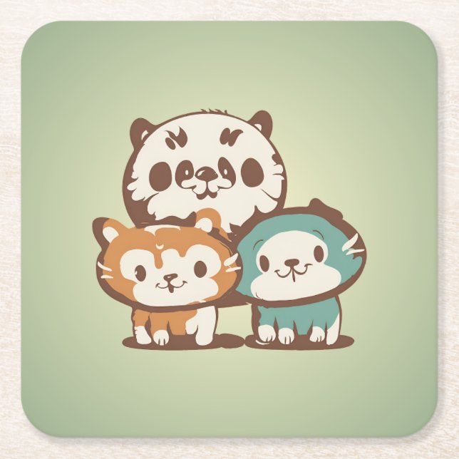 Comfort cats  square paper coaster (Front)