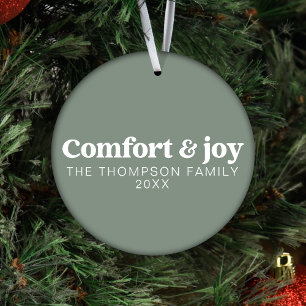 Comfort & Joy Grey Modern Minimalist Christmas Ornament