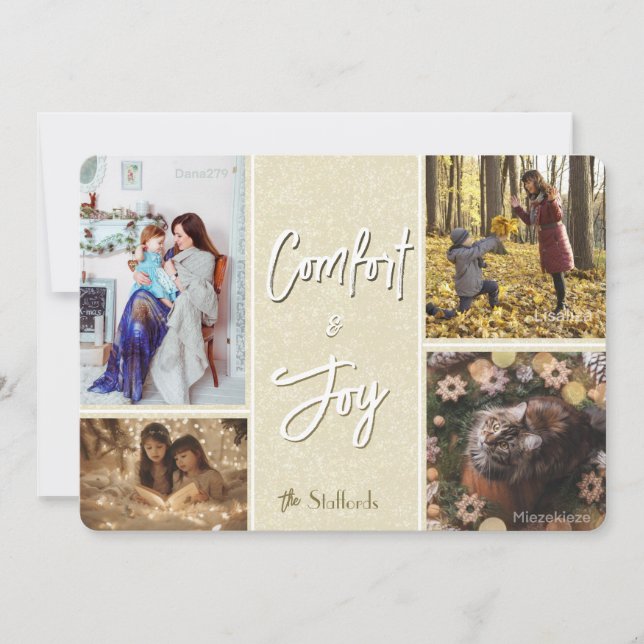 Comfort & Joy in Cream Photo Christmas Card (Front)