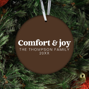 Comfort & Joy Modern Minimalist Brown Christmas Ornament