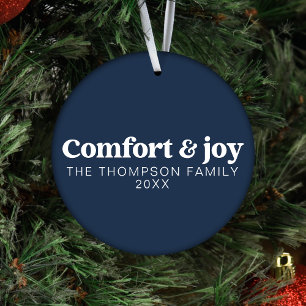 Comfort & Joy Modern Simple Navy Blue Christmas Ornament