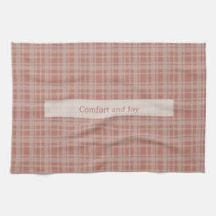 Comfort Joy Terracotta Beige Plaid Warm Holiday Kitchen Towel