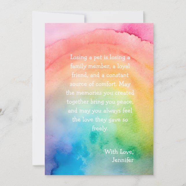 Comfort Remembrance Customizable Pet Sympathy Card (Back)