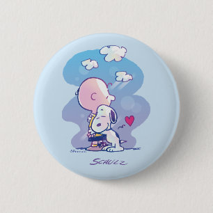 Comfort & Security   Charlie & Snoopy Hug 2 Inch Round Button