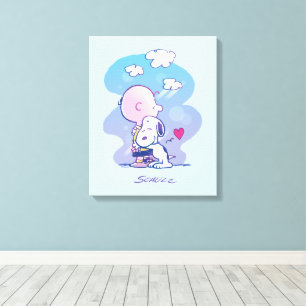 Comfort & Security   Charlie & Snoopy Hug Canvas Print