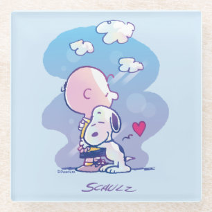 Comfort & Security   Charlie & Snoopy Hug Glass Coaster