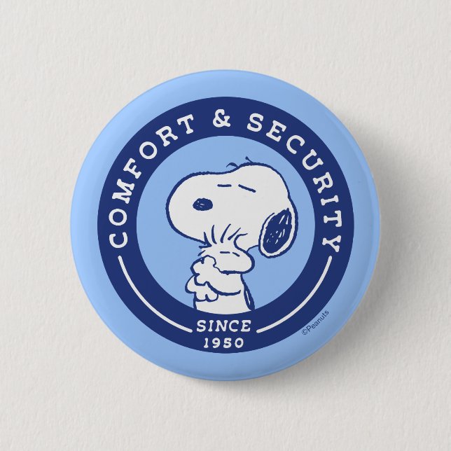 Comfort & Security | Snoopy & Woodstock Hug 2 Inch Round Button (Front)