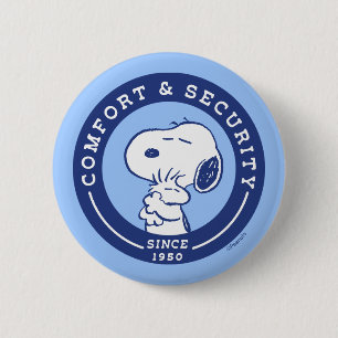 Comfort & Security   Snoopy & Woodstock Hug 2 Inch Round Button