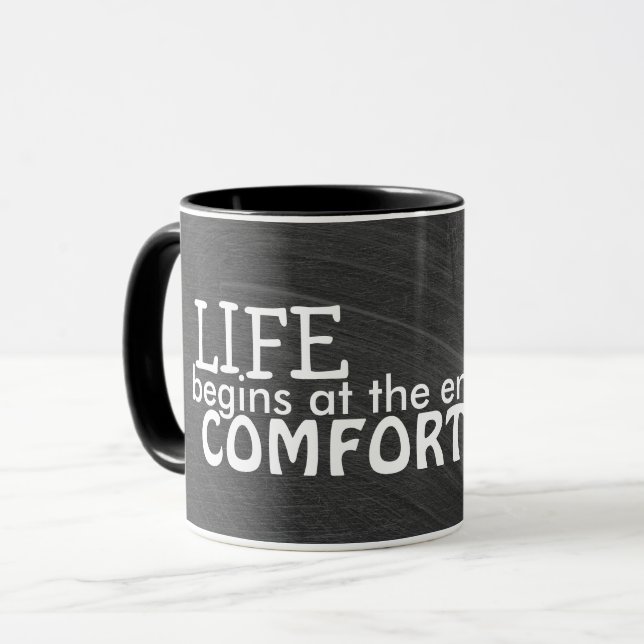 Comfort Zone quote on chalkboard Mug (Front Left)