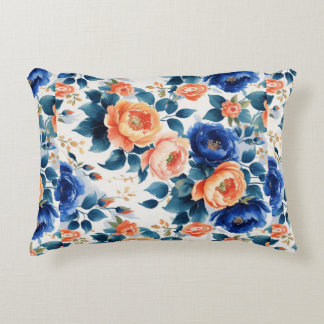 Comfortable Blue Accent Pillow with Floral Pattern