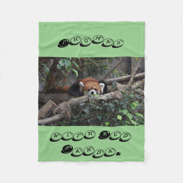 Comfortable Crouching Red Panda Fleece Blanket (Front)
