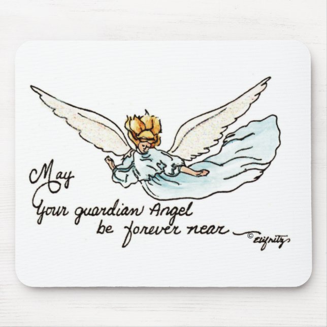 Comforting Angel Gracefully Near Watercolor Mouse Pad (Front)