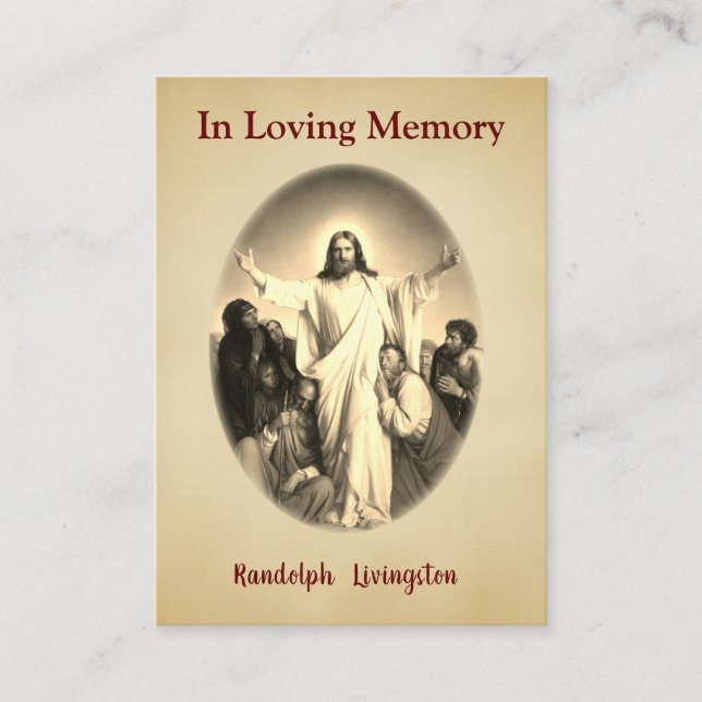 Comforting Christ Catholic Funeral Memorial Card (Front)