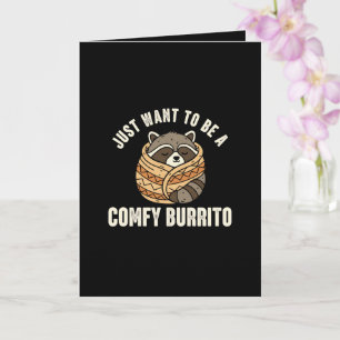 Comfy Burrito Raccoon Birthday Card
