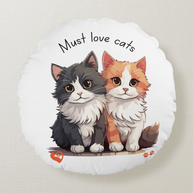 Comfy cat lover themed cushion! round pillow (Front)