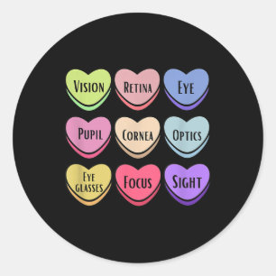 Comfy Creations Valentines Optician Vision Therapi Classic Round Sticker