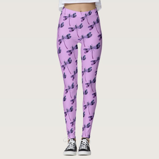 Comfy Hipster Leggings lavande avec libellule (Devant)