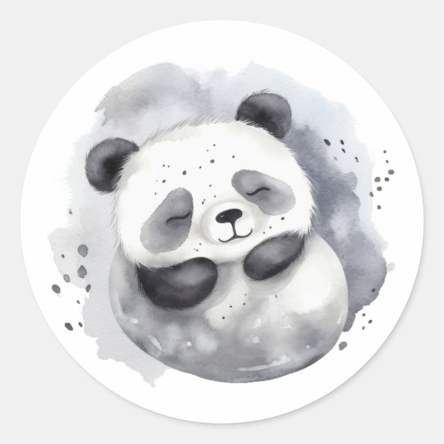 Comfy Panda Classic Round Sticker (Front)