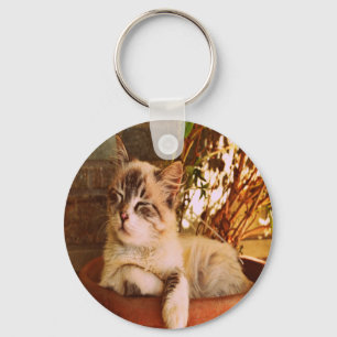 Comfy Sleepy Kitty Keychain