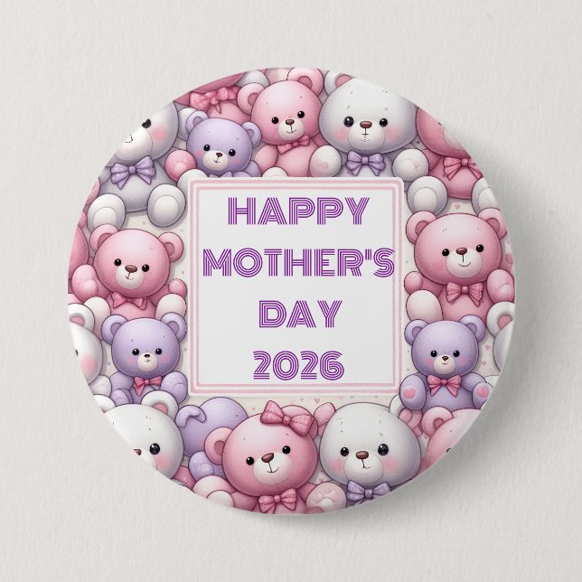 Comfy Teddy Cuddles 3 Inch Round Button (Front)