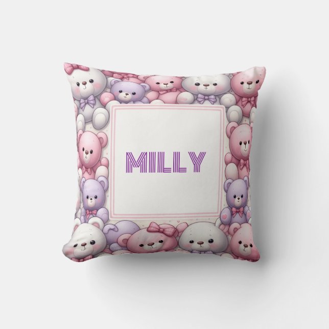 Comfy Teddy cuddles Throw Pillow (Front)