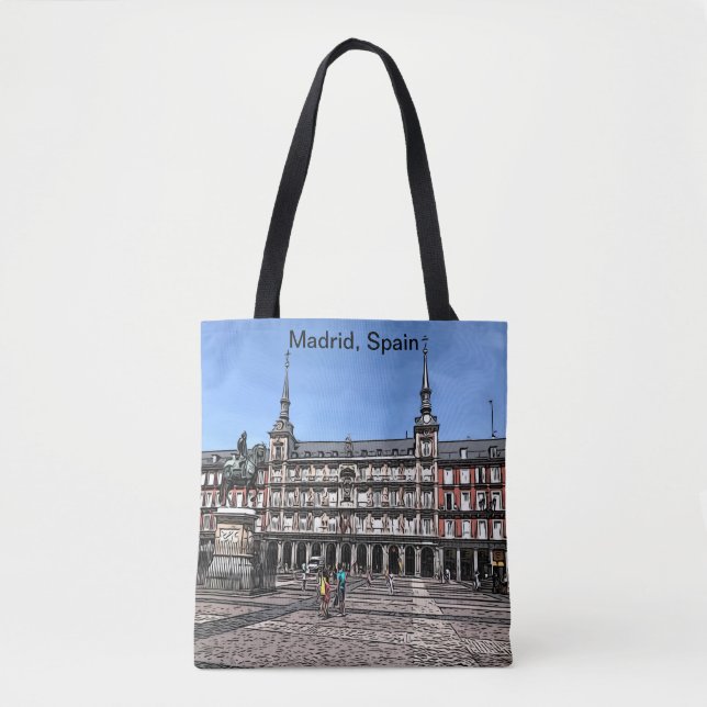 Comic Art of a plaza in Madrid, Spain Tote bag (Front)