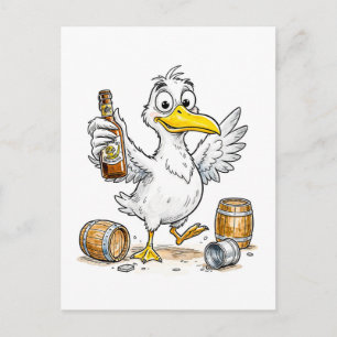 Comic Bird Barrel Dance Postcard