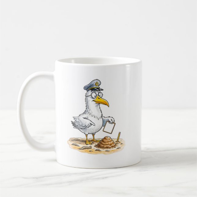 Comic Bird Worm Inspector Coffee Mug (Left)