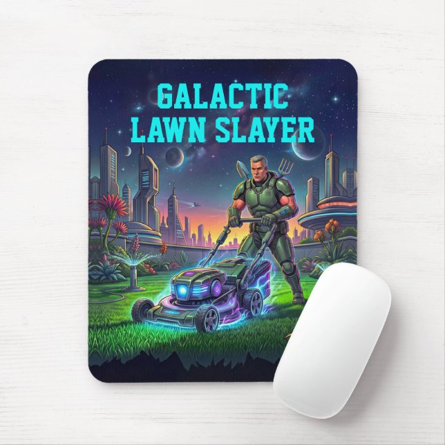 Comic Book Astronaut Galactic Lawn Slayer Space Mouse Pad (With Mouse)