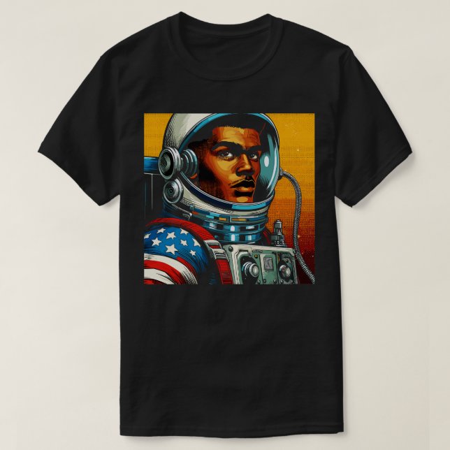 Comic Book Astronaut in Art Style T-Shirt (Design Front)