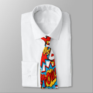 Comic Book Bam Pow Action Words Tie