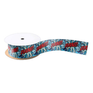 Comic Book BANG Funny Modern Satin Ribbon