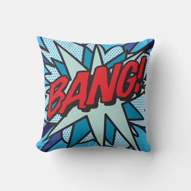 Comic Book BANG! Throw Pillow (Front)