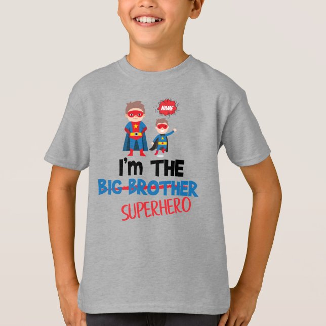 Comic book big brother superhero li'l sidekick T-Shirt (Front)
