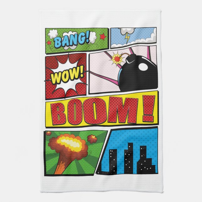 Comic Book cartoon fonts! Kitchen Towel (Vertical)