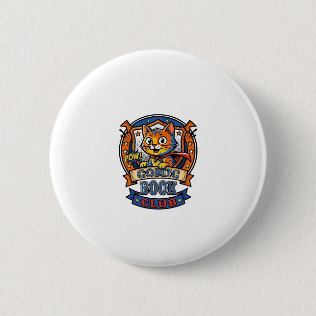 Comic Book Cat Cat Mom Gift Idea - Comic Book Cat  2 Inch Round Button (Front)