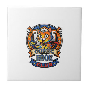 Comic Book Cat Cat Mom Gift Idea - Comic Book Cat  Tile