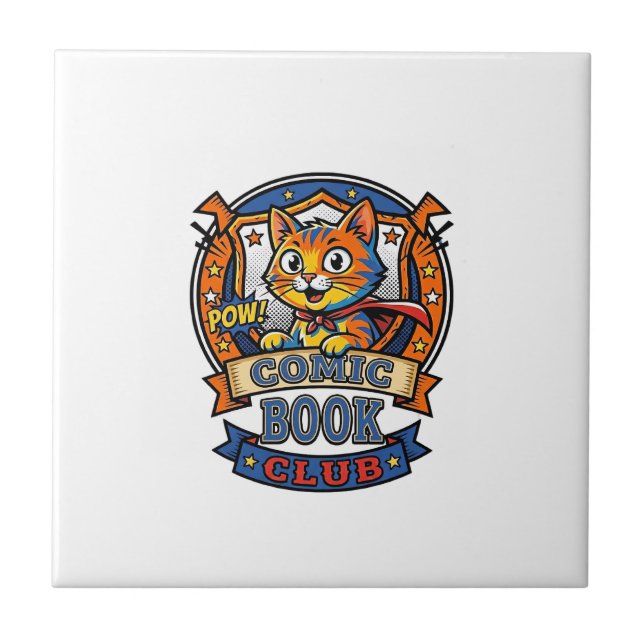 Comic Book Cat Cat Mom Gift Idea - Comic Book Cat  Tile (Front)