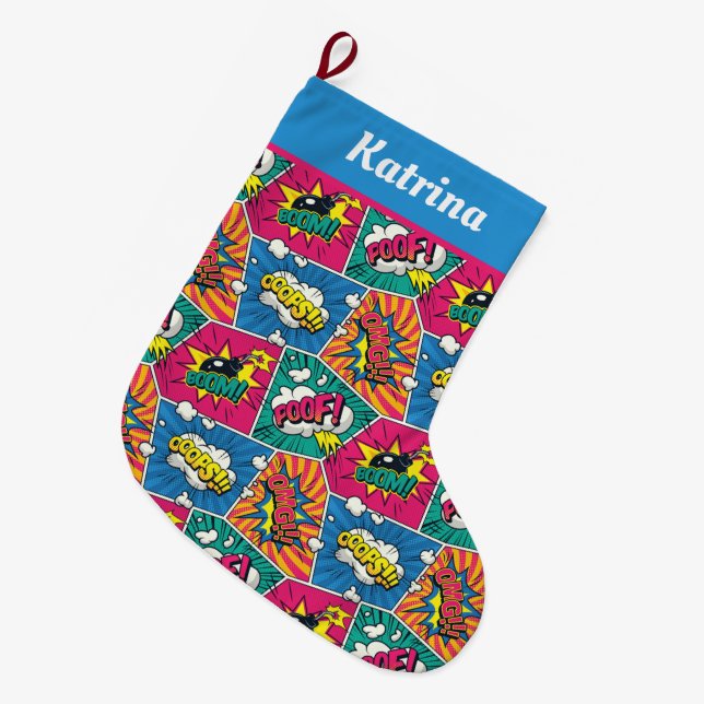 Comic Book Christmas Stocking (Front (Hanging))