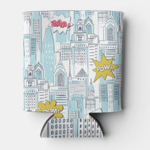 Comic book city: vintage pattern can cooler