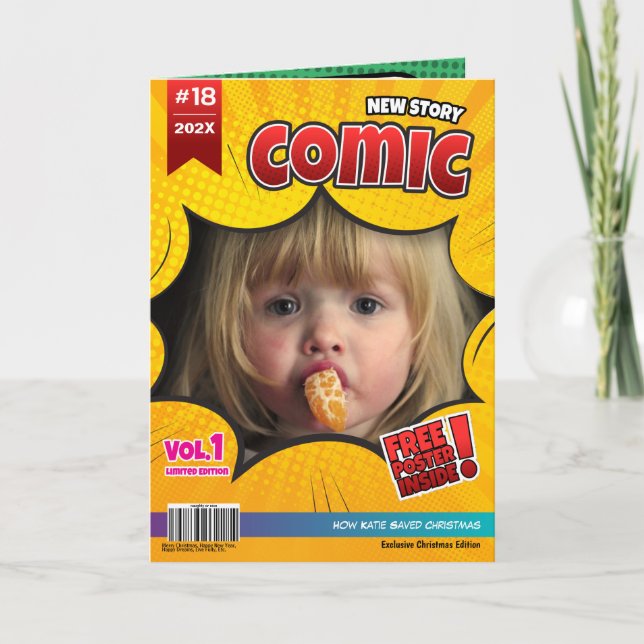 Comic Book Cover Photo Christmas Card (Front)