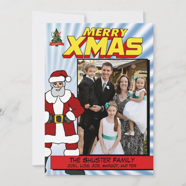 Comic Book Cover (Super Santa) Holiday Card (Front)