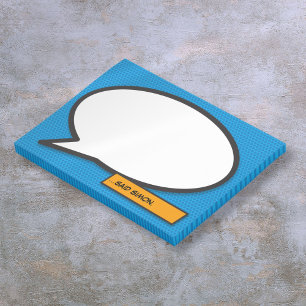 Comic Book Custom Name Speech Bubble Blue Post-it Notes