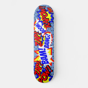 Comic Book Custom Speech Bubbles Black Polka Dots Skateboard