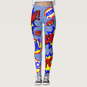 Comic Book Custom Speech Bubbles Colourful Dots Leggings
