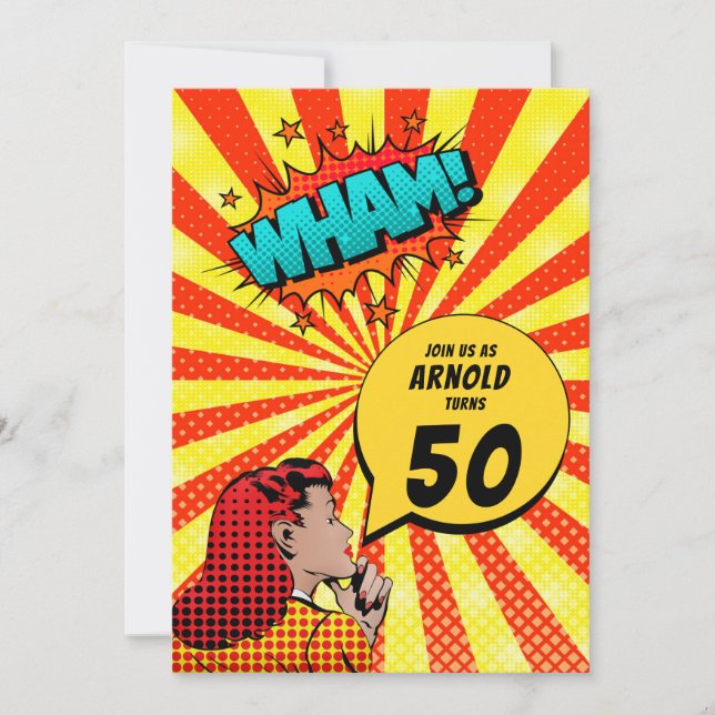Comic Book Demi Tone Anniversaire Invitation (Devant)