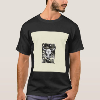 Comic Book Drawing Of A Central Cow Skull With Orn T-Shirt